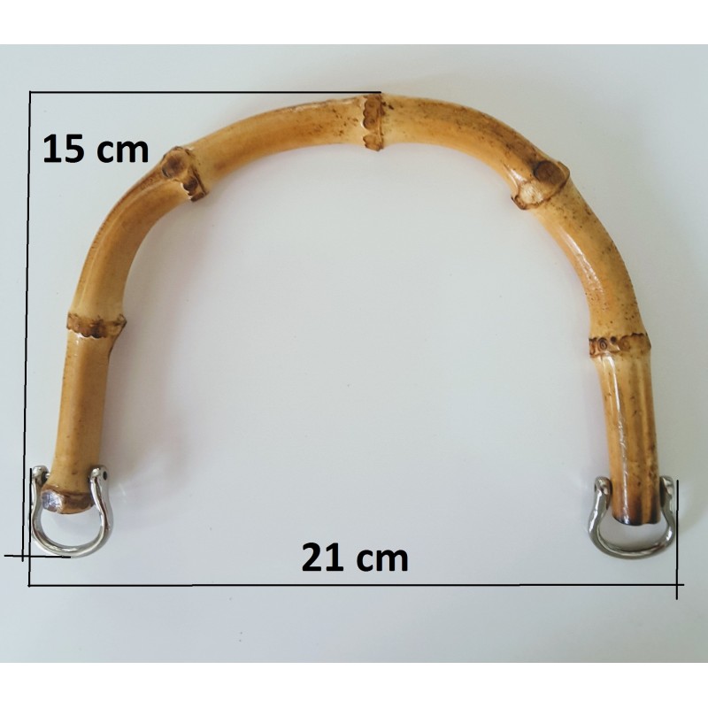 Paire anses de sac bambou 15x21cm anneaux chromés(13/04)