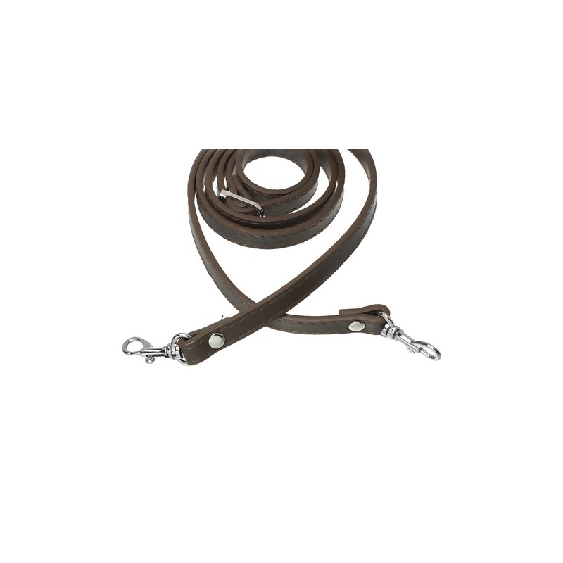 Bandoulière de Sac en Cuir Artificiel coloris café mousquetons chromés longueur 120cm largeur 12.5mm(BC01)