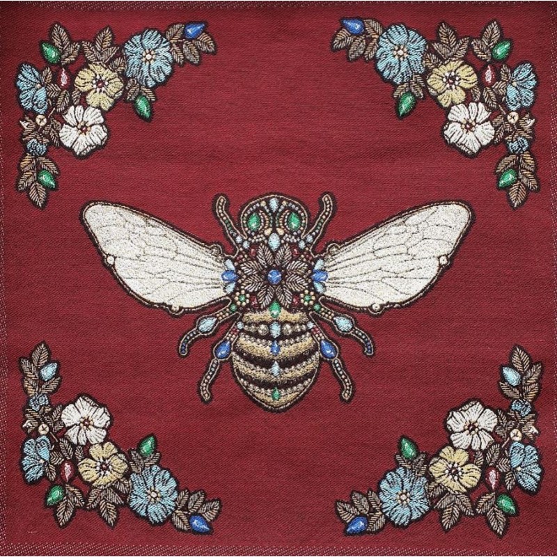Carré 48 x 48 cm tapisserie mécanique Queen -bée rouge (12)