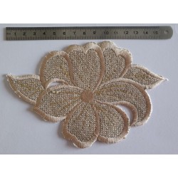 Écusson thermocollant fleur beige 16 x 10 cm (13/10)