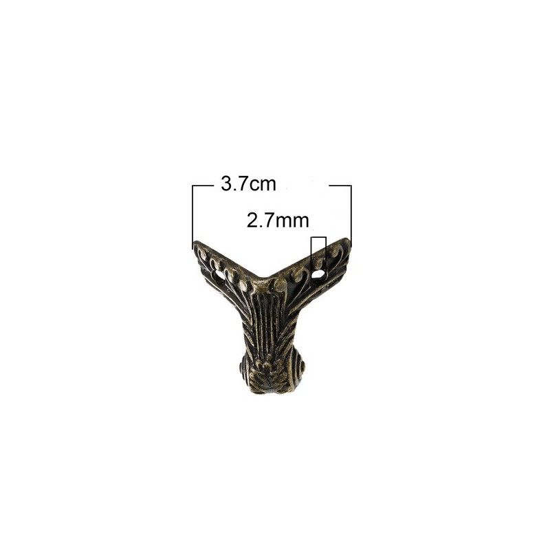 4 protège coins pieds Boîte coloris bronze 37 mm x 36 mm  (13/12)