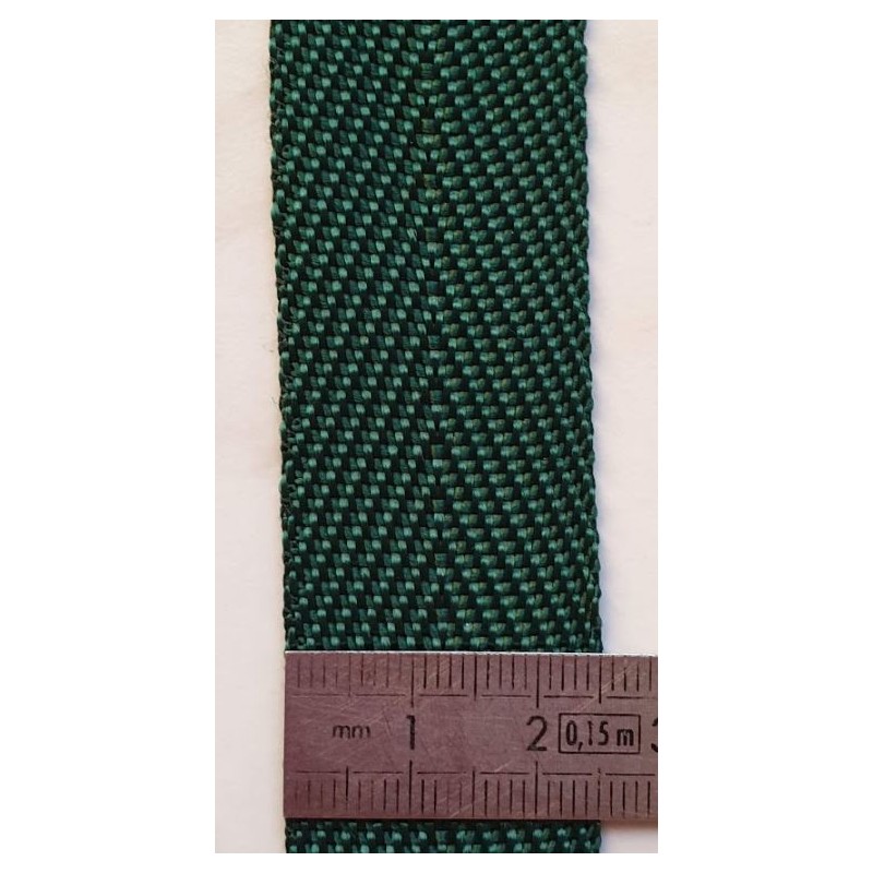 Sangle 25 mm tissage chevron coloris vert sapin nylon