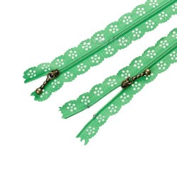 10 Zips dentelle vert pomme. 30 cm (GB/101)