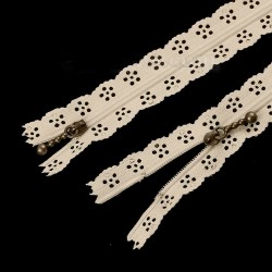 10 Zips dentelle beige. 20 cm (GB101)