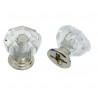 2 poignées de tiroir  Plastique coloris cristal a facettes et argent Mat 20 x 19mm (11/07)